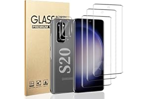 LETANG [3+2 Pack] Galaxy S20 5G Screen Protector Tempered Glass + Camera Lens Protector [9H Hardness][Compatible Fingerprint] 3D Curved HD Clear Glass Film For Samsung Galaxy S20(6.2 Inch)