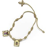 Zaraleas Catholic Scapular Bracelet - Gold Leather Handmade With Sacred Heart of Jesus, Virgin of Carmen, Virgin of Guadalupe and St. Michael Archangel - 1.3cm x 1.5cm
