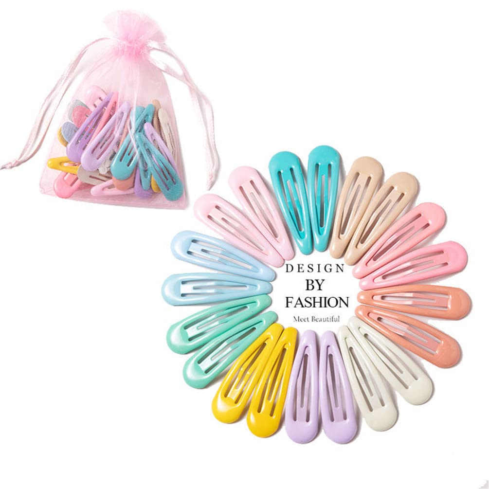 20 PCS Candy Color Metal Hairpin Girl Snap Button Hairpin Baby Hair Accessories Ladies Fixed Clip Bangs Hairpin Side Clip Mini Non-Slip Hair Clips for Baby Girls Toddlers Kids Women Hair Accessories