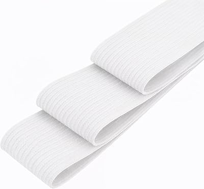 Trimming Shop 38mm Wide Elastic Band White 1m for Sewing Garments
