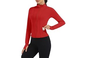 Loovoo Women's Workout Jacket Lightweight Zip Up Athletic Jackets Cropped Slim Fit Running Yoga Tops with Pockets