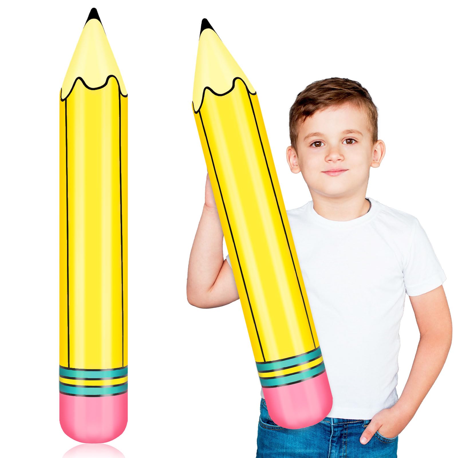 Photo 1 of 27 Inch Giant Large Inflatable Pencil Back to School Graduation Decor Hanging Inflatable Pencil Classroom Decoration for Back to School Classroom Garden Room Birthday Party Decorations