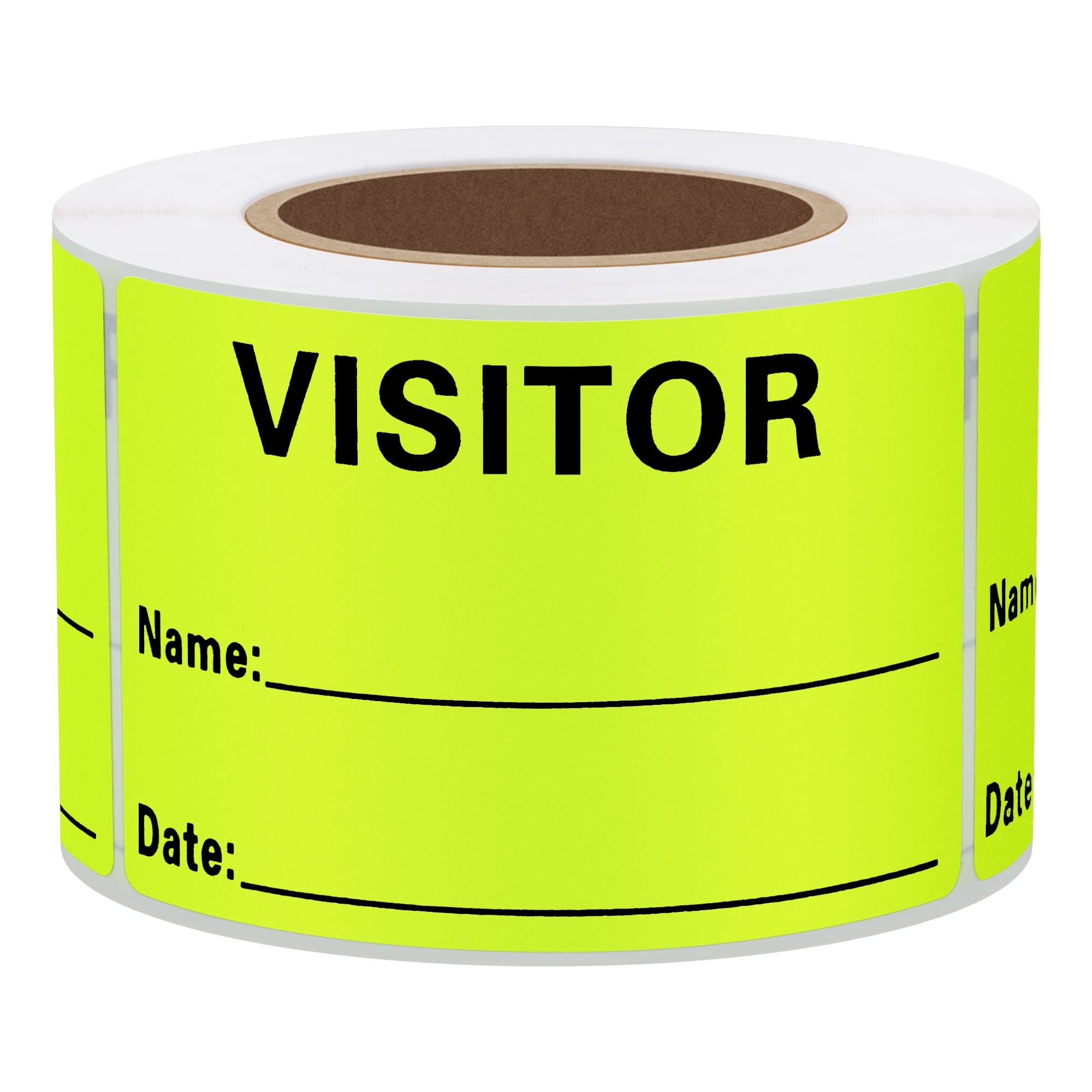 Hylabelest Visitor Pass Labels Fluorescent Visitor Identification Stickers 300 Labels Per Roll (Fluorescent Yellow)