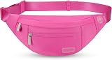 MAXTOP Large Bumbag Waist Fanny Pack with Headphone Jack 4 Pockets Rose Red