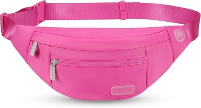 MAXTOP Large Bumbag Waist Fanny Pack with Headphone Jack 4 Pockets Rose Red