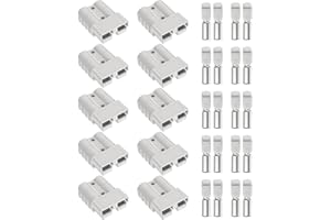 cnaodun 50A-600V Anderson Connector with 6-12 Gauge, Gray 10PCS Battery Quick Connect/Disconnect Battery Quick Connector Wire Harness Plug Kit for Winch, Trailer, Towing Systems