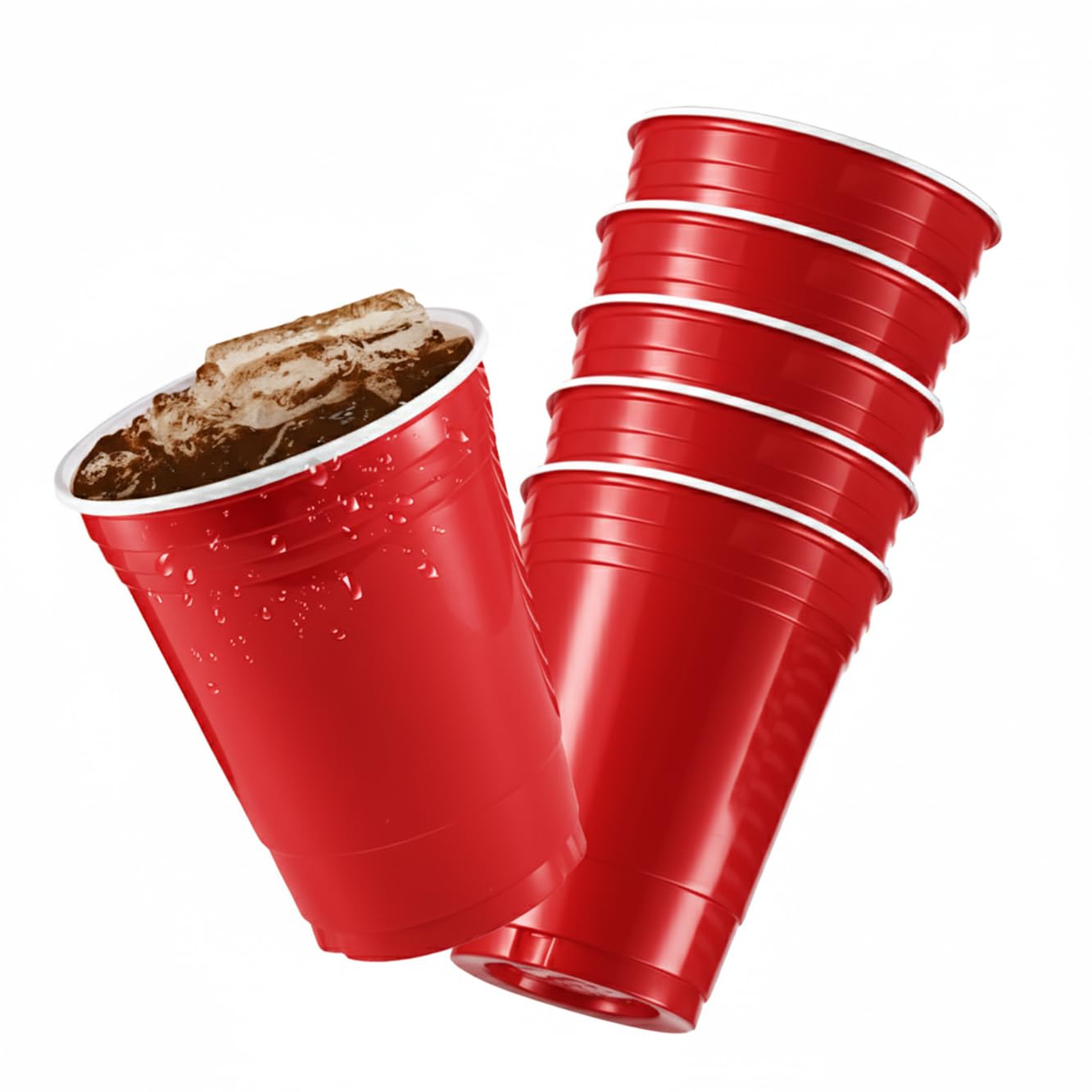 Komonee Red Cups 16oz 500ml Wide Rimmed Disposable American Superbowl Party Cups USA Adult Novelty Plastic Glass 6pc