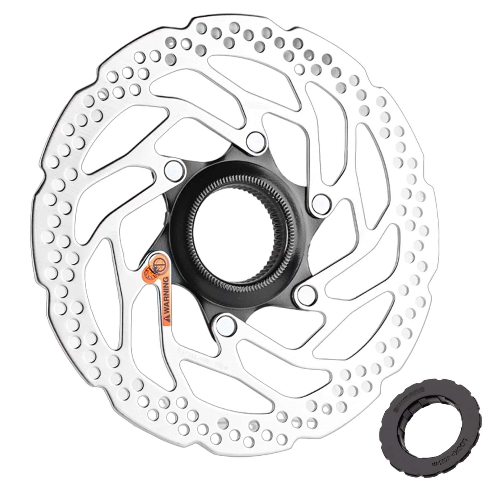 Yongness Bike Central Locking Brake Disc, Rotor 180mm Compatible with Shimano SM-RT30 Disc Brake Disc with Lock Cover, Suitable for Road Bikes MTB BMX Bike