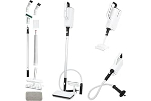STRCEAT Steam Mops for Floor Cleaning,250ml 1200W Powerful Steam Mop,3 Adjustable Levels Electric Floor Steamer for Carpet Laminate Hardwood Grout,7 Multi-purpose Accessories & 2 Pads & Carpet Glider (Black)