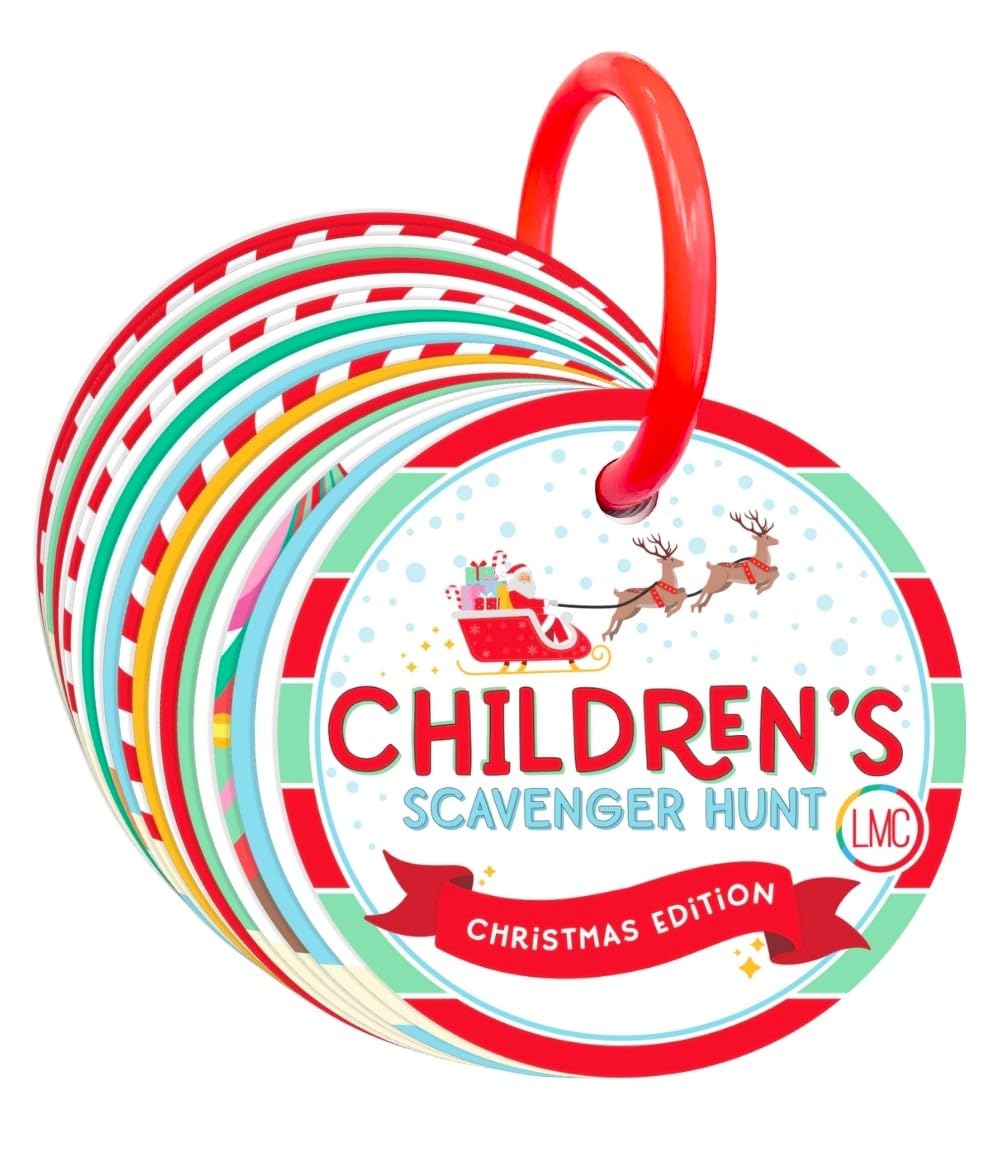 LMC Products Children's Scavenger Hunt: Christmas Edition - Card Game for Toddlers - Toddler Stocking Stuffers - Holiday-Themed Scavenger Hunt Educational Game for Kids