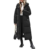 Jyanl Womens Long Winter Puffer Coat Quilted Jackets Warm Hooded Coat Maxi Length Parka Down Thick Outerwear Side Zip Slit