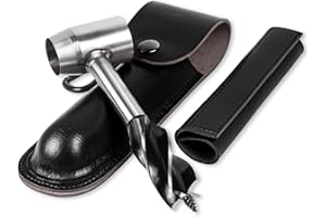 FARADY Survival Settlers Tool Bushcraft Hand Auger Wrench Scotch Eye Wood Drill Manual Drill Wrench Bushcraft Survival Tool with Leather Pouch and Hook for Outdoor Camping Bushcrafting Backpacking (Black)
