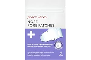Peach Slices - Nose Pore Patches (7 ct) - Overnight Blackhead Remover - Pore Strips - Absorbs Gunk - Thin, Flexible & Painless - Hydrocolloid Patches - Vegan & Cruelty Free - Korean Skin Care & Beauty