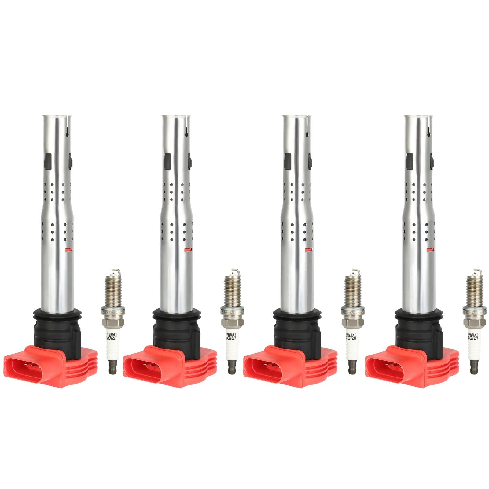Photo 1 of ECCPP UF-529 4 ignition coils with 4 iridium Spark Plugs for Volkswagen for MK5 MK6 GTI for Jetta for Golf for Passat for TIGUAN A3 A4 A5 A6 A7 Q5 Q7 R8 S4 S5 06-16 2.0T 3.0T 2.5L 3.2L 4.2 5.2 5C1688