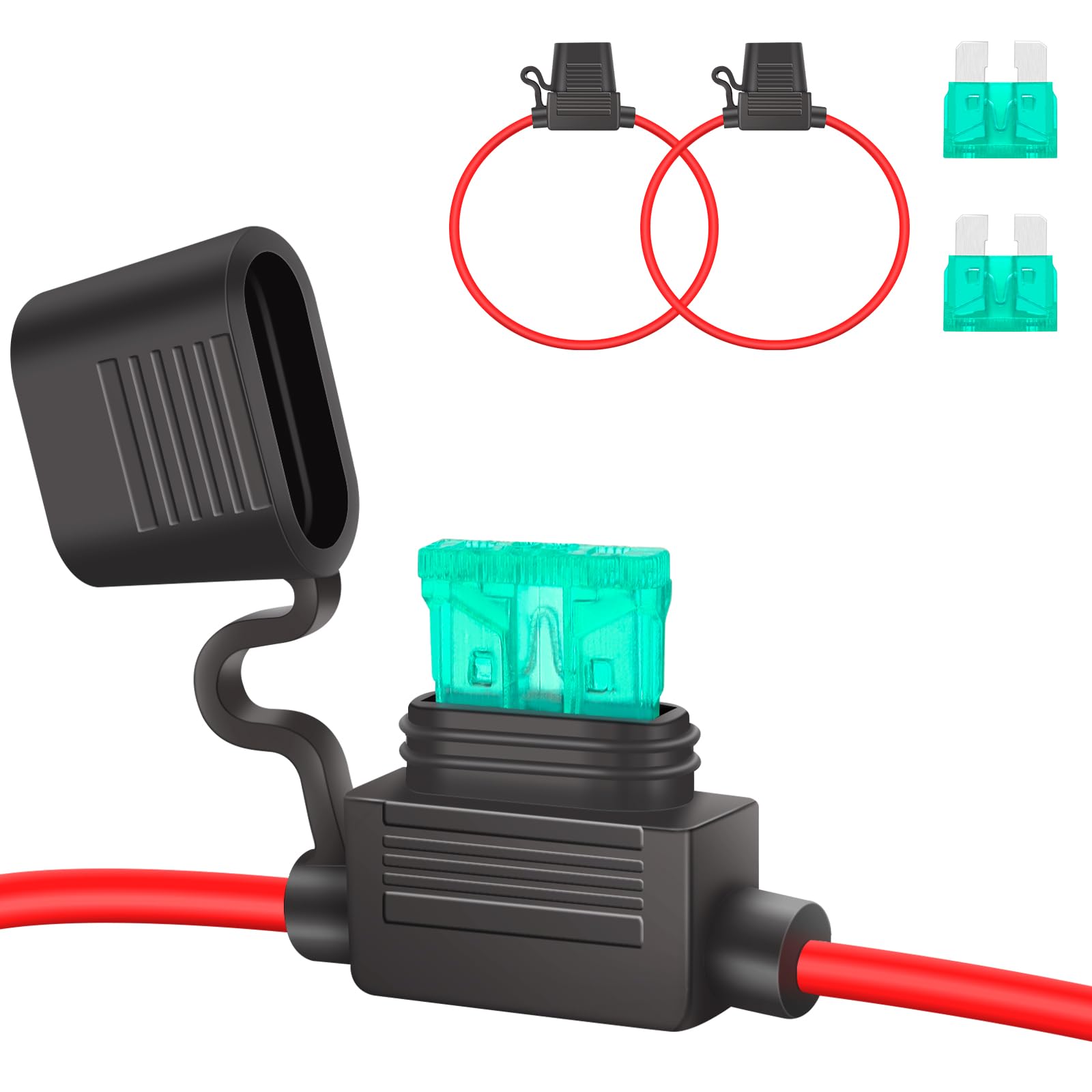 JatilEr Inline Fuse Holder - 12V, 30A Waterproof, Copper Wire, For Car/Truck/Motorcycle/Boat