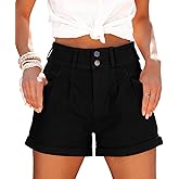 MINGALONDON Women's Denim Shorts Mid Waist Ripped Distressed