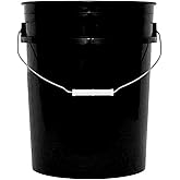 MKS Plastics 5-Gallon Bucket Only – No Lid Included, Made in USA, Food Grade BPA Free Plastic, Heavy Duty Multi-Use, Metal Handle with Grip, Stackable Storage – Black, 1 Pack