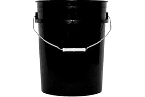 MKS PLASTICS 5 Gallon Bucket - No Lid - 70 Mil All Purpose Pail - Made in The USA - Food Grade - Contains No BPA Plastic - Recyclable - 100% Recycled Material - Eco Sustainable Bucket - (Black, 1)