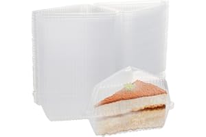 MANCHAP 100 Pack Cake Slice Containers, Clear Plastic Hinged Cheesecake Containers with Lids，Individual Disposable Triangle C
