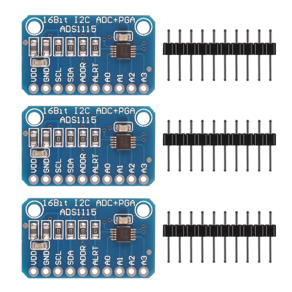 ALMOCN 3pcs ADS1115 16 Bit 16 Byte 4 Channel I2C IIC Analog-to-Digital ADC PGA Converter with Programmable Gain Amplifier High Precision ADC Converter Development Board for Arduino Raspberry Pi