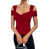 Blingfit Cold Shoulder Tops Summer Tunic Shirts for Women T Shirts V Neck Short Sleeve Casual Tees Blouses 2026
