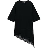 Colorful world Combination Lace T-Shirt for Women Oversized Tshirts Crewneck Short Sleeves Tees Tops Fashion Clothes