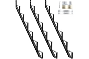 Zwinz Steel Stair Riser 6 Step 3 Pack, Metal Stair Stringers for Deck Height 49.6 inches, Steel Stair Step Riser for Outside Stair