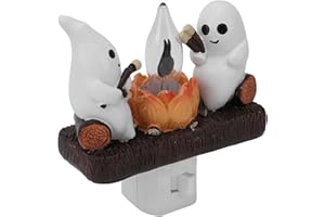 Paangeni Ghost Campfire Night Light, White Plastic, LED Flickering Flame Effect, Indoor Decorative Wall Plug-in, Spooky Decor for Kids Bedroom