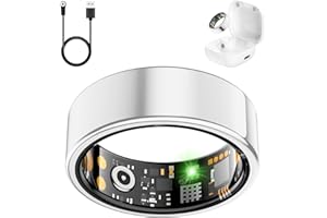 REWSX Smart Health Ring for Women Men, Fitness Tracker Ring with Heart Rate, Blood Oxygen, Sleep Tracker, Step Tracker, No Subscription Fee, IP68 Waterproof Smart Ring for iphone & Android (Silver, 8#)