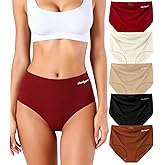 BARLEYUSA Womens Underwear Seamless High Waisted Silky Stretch Briefs No Show Breathable Full Coverage Ladies Panties 5 Pack