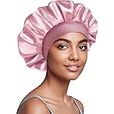 Doitory Satin Silk Bonnet for Sleeping, Soft Satin Lined Hair Bonnet for Women, Double Layer Sleep Nightcap