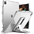 Ringke Fusion Plus with Outstanding [Case + Stand] Compatible with iPad Pro 12.9 Case (6th Generation 2022, 5th Generation 2021) Transparent Cover with Pencil Holder + Kickstand - Clear & Light Gray