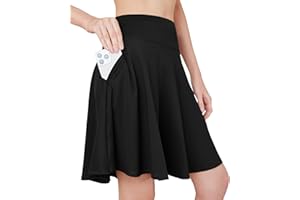 BONOTIE Tennis Skirts for Women with Pockets Shorts Knee Length Golf Skirts Skorts for Women High Waisted Casual Athletic