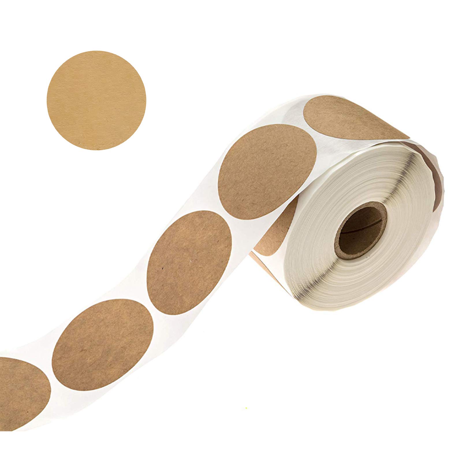 500 Kraft Stickers - 1 Inch Round, Brown, Writable, Adhesive Labels for Wedding & Gift Bags