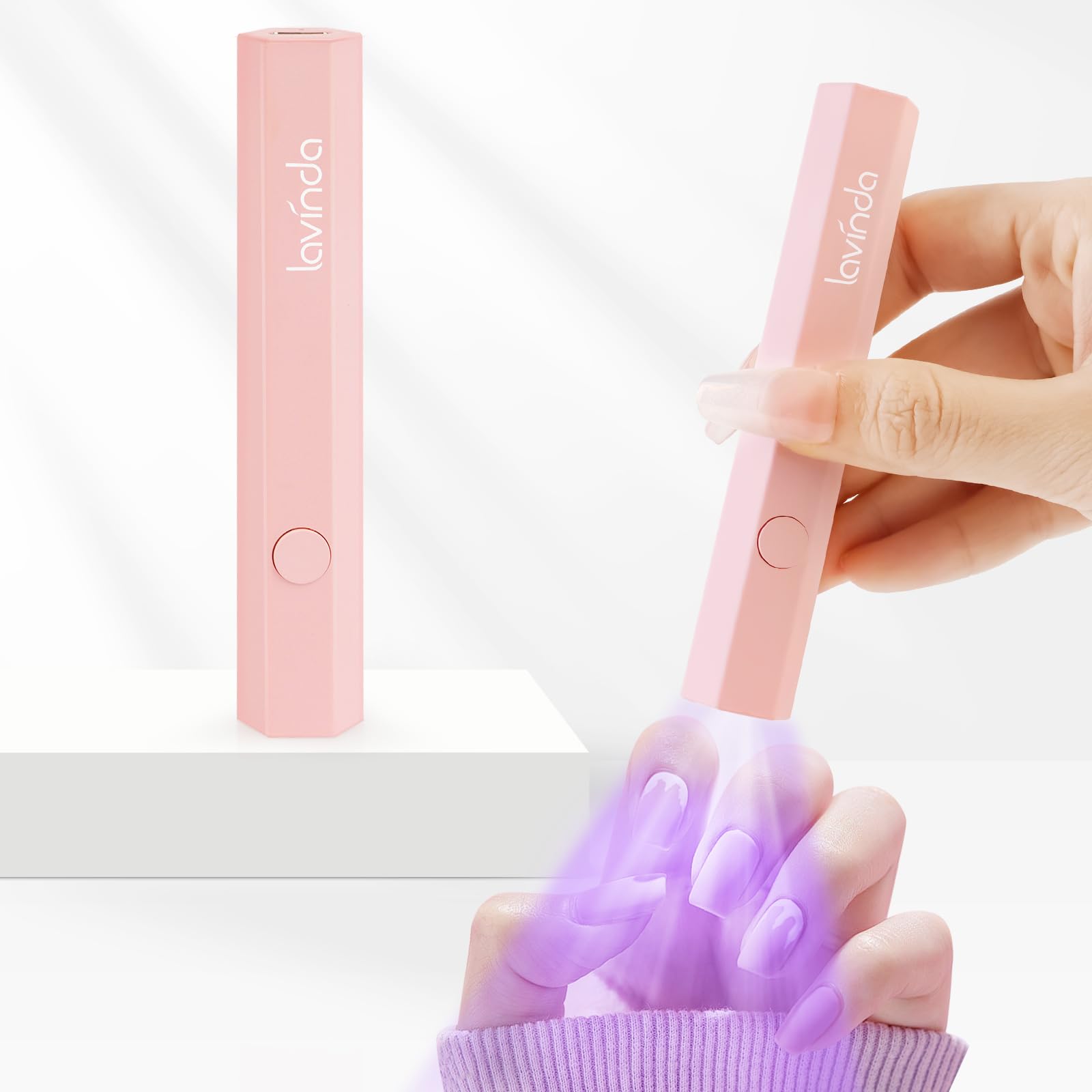 Photo 1 of Lavinda Handheld UV Light for Gel Nails, Mini Nail Lamp, Portable Cordless Rechargeable UV Led Nail Lamp Nail Dryer for Fast Curing Gel Polish USB Flashlight for Home DIY Manicure