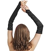 sodknow Fingerless Long Gloves Costume for Women Long Satin Gloves Fingerless Elbow Length Opera Halloween Cosplay 1920sParty
