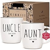 Promoted to Aunt and Uncle 2026 Coffee Mugs Set Gifts, Pregnancy Announcement Gift for New Auntie and Uncle, First Time Aunt Uncles Gifts, Gender Reveal Cup for Family, Baby Reveal Present Ideas, 13oz