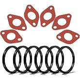 6Pcs Circulator Pump Flange Gaskets + Sealing Rings Compatible with TACO 007 Series B&amp;G Grundfos Armstrong Circulator Pumps, 6Pack Flange Gasket Seals Replace 007-007RP, Black | High-Temperature