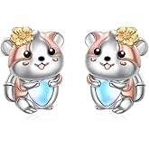 FLYOW 925 Sterling Silver Cute Animal Jewelry Hummingbird/Butterfly/Wolf/Corgi/Cat/Snake/Spider/Bat/Penguin/Bear/Opossum/Frog/Guinea Pig for Women Mother Friend Animal Lovers