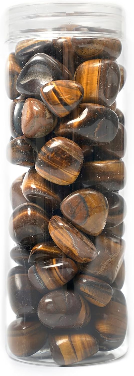 Indoor Fountains & Accessories - ZenQ Tiger's Eye Crystals Natural Tumbled Stones Bulk 2 lb (Tiger's Eye)