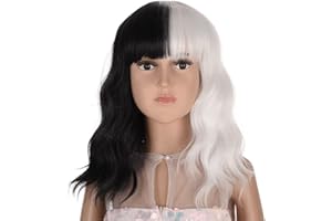 TANTAKO Black White Wig Short Black and White Wig for Halloween Cosplay Costume Short Synthetic Wig (M)
