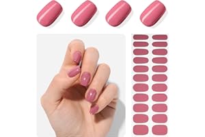 MOOYIYAN Gloss Nail Strips|Uv Free,Nail Stickers|22 Pcs Gel Nail Wraps|Long Lasting Two Weeks and Easy to Apply&Remove|with 2 Prep Pad,1 Nail File&1 Wooden Stick,Rose Bloom