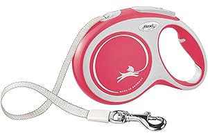 Flexi New Comfort Tape Retractable Dog Leashes for Large Dogs Upto 110 lbs. – 26 ft., Red/Pastel | Tangle Free Pet Walking Le
