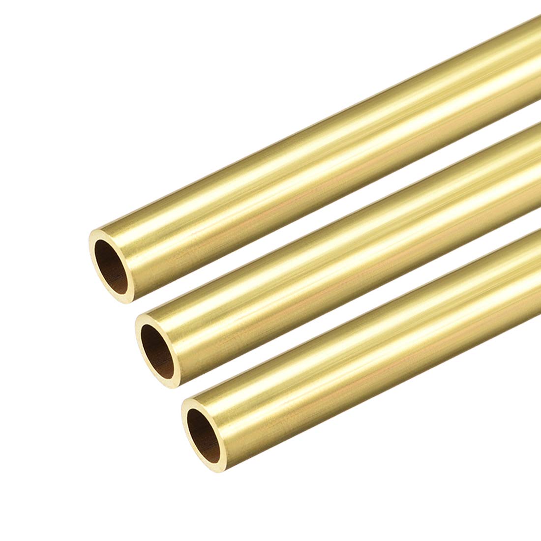 sourcing map Brass Round Tube, 300mm Length 9.5mm OD 1mm Wall Thickness, Seamless Straight Pipe Tubing 3 Pcs