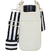 SongKedora Water Bottle Holder with Strap Water Bottle Carrier Bag Quilted Puffer Sling Purse Crossbody Bag
