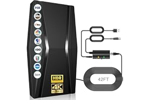 GOXIS 2024 Newest Digital TV Antenna Up to 900+ Miles, TV Antenna for Smart TV with Amplifier and Signal Booster- Indoor TV Antenna Support 4K 1080p-42ft Coax HDTV Cable