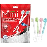 KUGUAN 28 Packs Mini Brushes Disposable Toothbrushes, Mix Flover | with Toothpaste, Floss, Pick, Tongue Scraper, Travel Size Business Trip Individually Wrapped