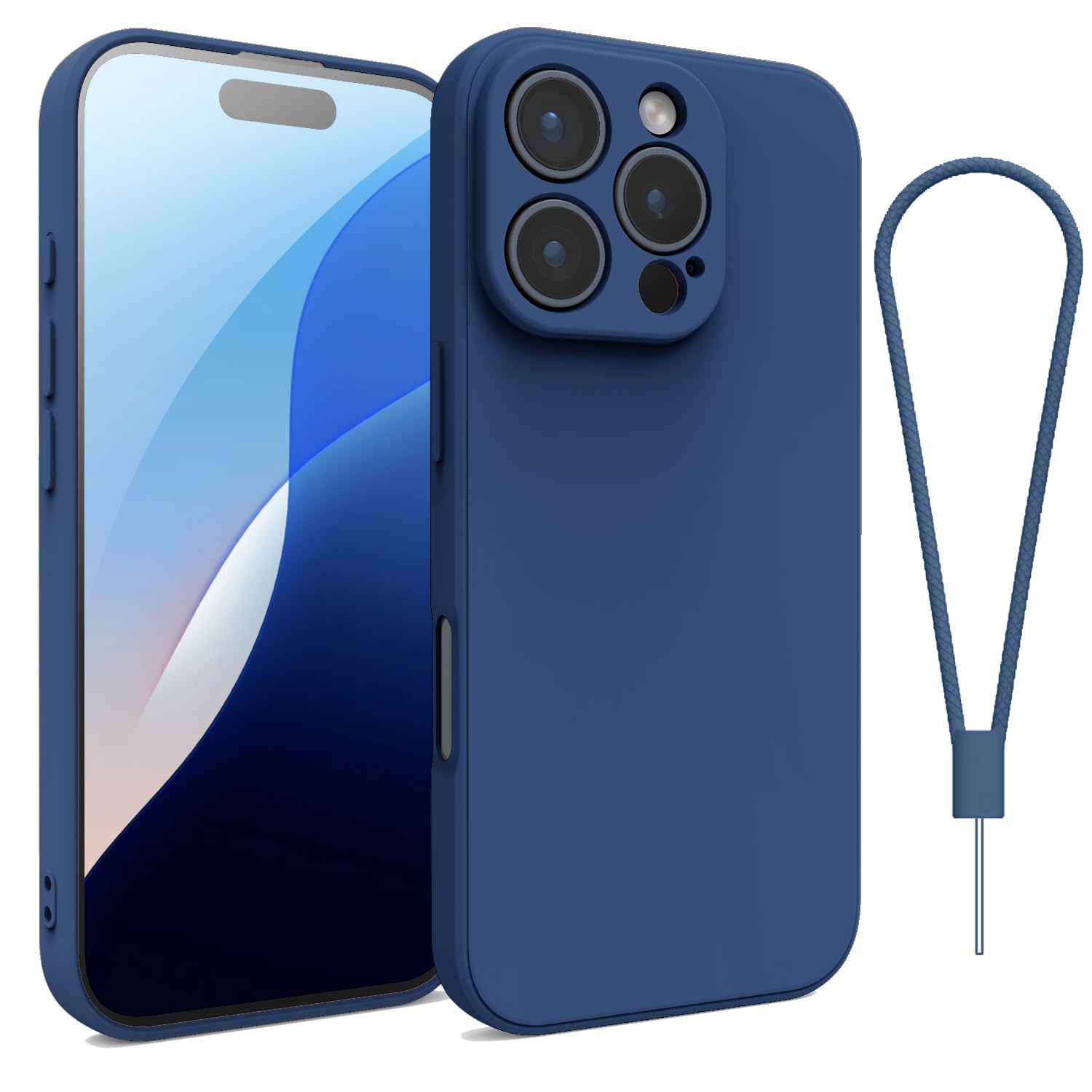 Andwing For iPhone 16 Pro Max Case,Silicone Case Soft Ultra For iPhone 16 Pro Max Phone Case Slim Protective Shockproof Cover Scratch-Resistant Microfiber Lining, 6.9" Royal Blue