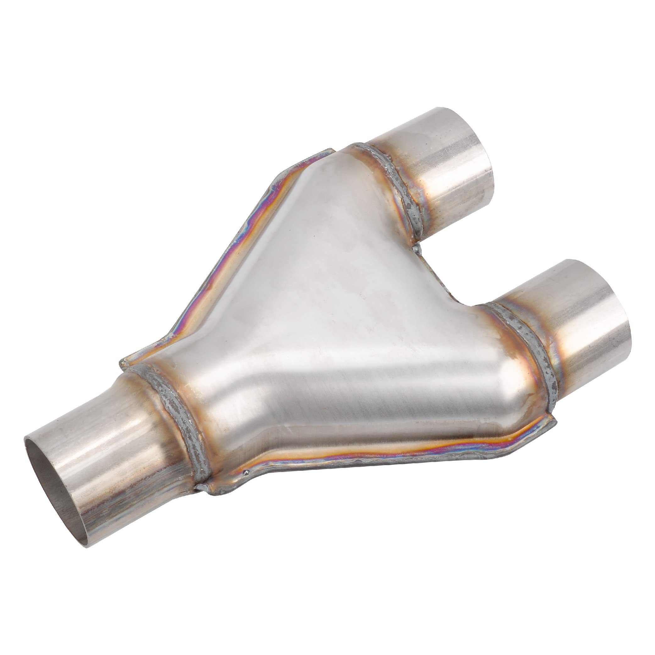 Photo 1 of FGJQEFG T409 Stainless Steel Y Pipe 3'' Inch ID Single to 2.5'' Inch ID Dual Stamped Exhaust Adapter Connector, Overall Length: Approx. 10", Universal