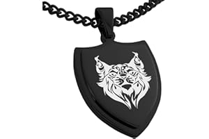 Tioneer Stainless Steel Tribal Lynx Shield Pendant Necklace
